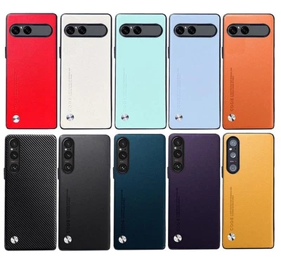 Funda rígida de goma recubierta de tela de cuero liso para Sony Xperia 1 VII X 10VII Foto 1 de 4