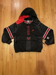 Chaqueta De Colección Chicago Bulls Starter 1/4 Cremallera Pullover Puffer Chaqueta JUVENTUD MEDIANA - Imagen 1 de 17