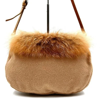 FENDI Fur Leather Accessory Pouch Brown Silver Fittings Used - Image 1 of 4