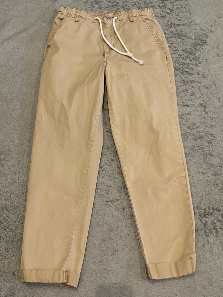 Kensie Jeans Pants Womens 4/27 Beige Cotton Blend Elastic Waist Cuffed Chino — 第 1/4 张图片