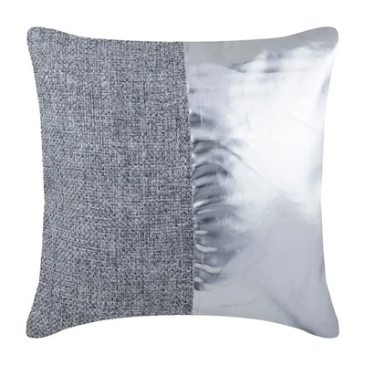 Silver Decorative Throw Pillow Cover, 16"x16" Faux Leather Cushion-Now And Ever - Image 1 of 3