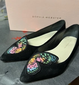 Zapatos planos Sophia Webster bordado mariposa negros Papillon Paradise 36,5 - Imagen 1 de 11