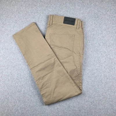 Pantalones chinos Michael Kors Parker ajustados elásticos informales caqui para hombre talla 36/32 Foto 1 de 4