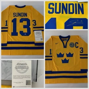 Camiseta olímpica autografiada por Mats Sundin Nike 2002 equipo Suecia cubierta superior certificado de autenticidad ygi - Imagen 1 de 13