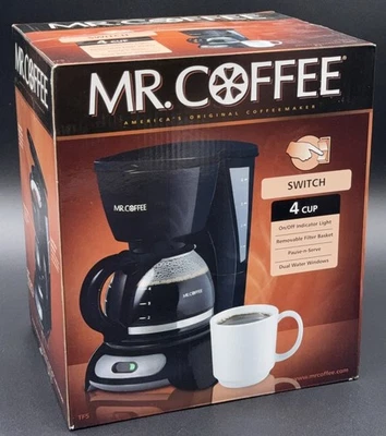 Mr. Coffee Switch 4 Cup Coffee Maker TF5 Pause-N-Serve Black NIB Sealed Brewer - Image 1 of 4