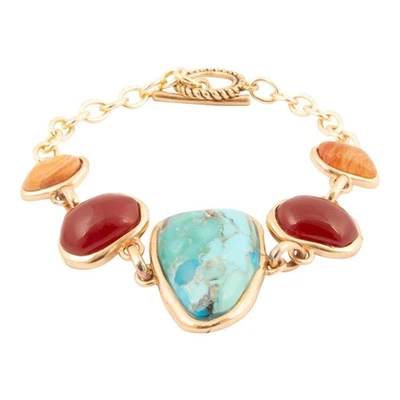 Santa Fe Blue Turquoise Golden Link Bracelet - Image 1 of 4