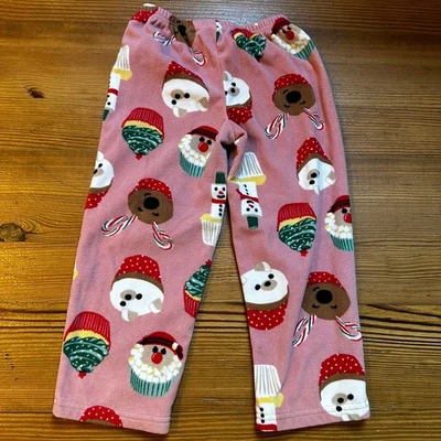 Just One You pink fleece Christmas cupcake pajama pants SIZE 5 - Image 1 of 3