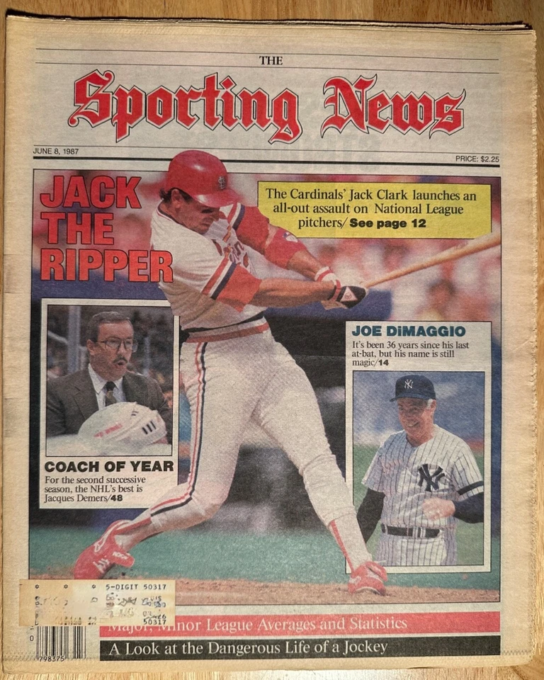 The Sporting News 6/8/1987 - Jack Clark Cardinals, Joe DiMaggio Yankees Foto 1 de 1