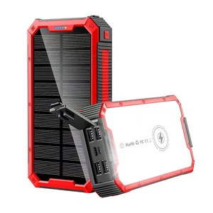 36800mAh Wireless Solar Power Bank Fast Charger External Battery Camping Light - Photo 1 sur 17