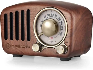 Vintage Radio Retro Bluetooth Lautsprecher Greadio Nussbaum Holz meist 38,99£ - Bild 1 von 7
