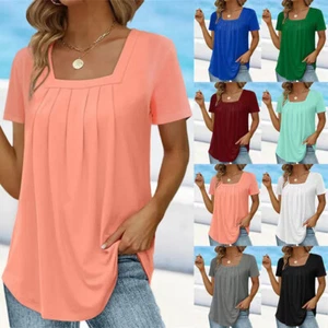 Summer Ladies Baggy Top Blouse T-Shirt Holiday Casual Tee Shirt Plus Size 6-24 - Picture 1 of 18