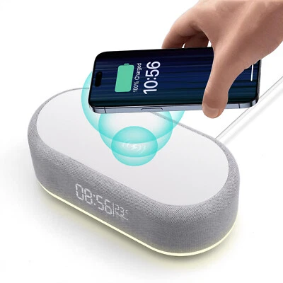 Alarm Clock Wireless Charger Charging Dock For iPhone 15 14 13 Samsung S24 S23+ - Image 1 of 4