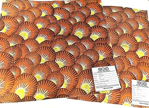 Geometric Designer Fabric 2 Pcs Canvas Upholstery + Lite Weight Brown Rust - Picture 1 of 8