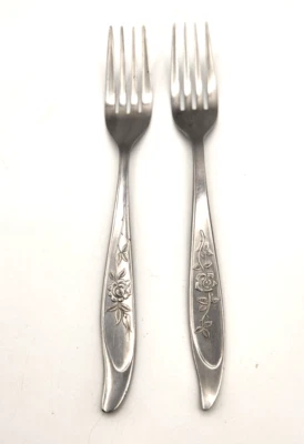 Silhouette SST 1 Rosa Acero Inoxidable Cubiertos Mango Curvo Tenedor de Cena Lote de 2 MCM Foto 1 de 3