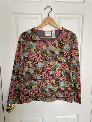 Top de malla vintage Liz Claiborne Petite LG talla/rosa tapiz floral boho grunge Foto 1 de 4