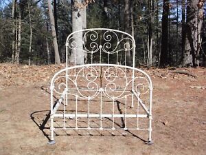 Vintage French Country Shabby Chic Brass & Iron Full Double Size Bed Frame 1920s
