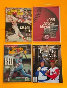 Reds lot of 4 items: 1990 Sports Illustrated 1988 All-Star Game Cincinnati HOF - Picture 1 of 16