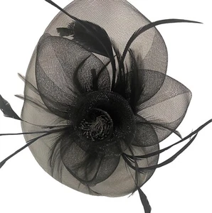 Fascinator Hat Black Feathers With Clip And Headband - Picture 1 of 5