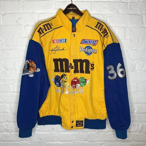 JH Design Vintage Nascar Team #36 M&M Racing Yellow & Blue Jacket Men's XL Cover