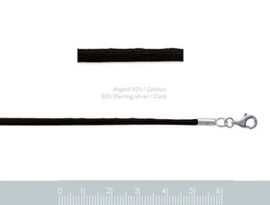 Dolly-Bijoux Chaine Cordon Coton 2mm avec Fermoir en Argent Massif 925 - Picture 1 of 4