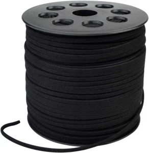 3Mm X100 Yards Black Suede Cord Suede Lace Faux Leather Cord with Roll Spool for - Picture 1 of 7