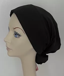 NWT! Hats with Heart Chemo Cap Pretied Scarf • Cotton Blend Knit • Black - Picture 1 of 6