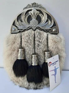 Vestido Completo Scottish Kilt Sporran Gris Conejo Sporran 100% Cuero Real Sporran703 - Imagen 1 de 12