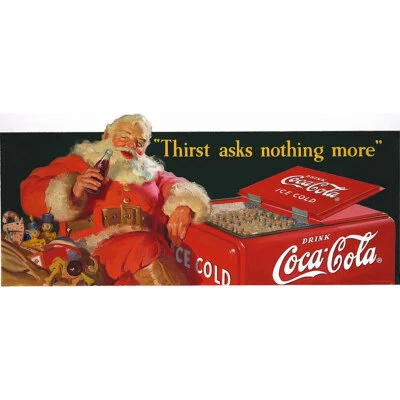 Calcomanía de pared Coca-Cola Santa Thirst Asks Nothing More con licencia oficial hecha en EE. UU. Foto 1 de 3