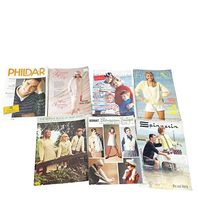 Knitting Sewing Magazines Aran Irish Knits Spinnerin Phildar Lot Vintage 60s 80s - Image 1 of 4