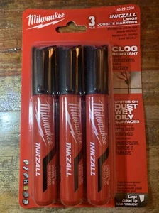 Milwaukee 48-22-3250 INKZALL Large Chisel Tip Jobsite Markers 3pk - Picture 1 of 2
