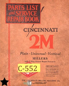 Cincinnati 2M, Plain Universal Vertical Miller, Service Repair Parts Manual - Picture 1 of 3