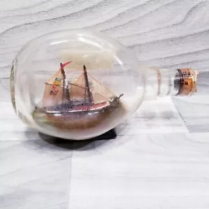 Vintage PIONEER SCHOONER Ship in a Bottle Authentic Model Miniature - Picture 1 of 9
