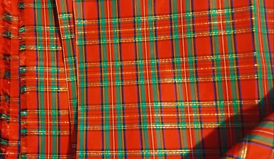 Hilos metálicos rojos/verdes/dorados 60" calidad nítida poli tafetán por yarda Foto 1 de 4