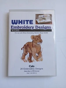 White Embroidery Designs Card W3300 House Cat Lion Tiger Paw Bernina 20 Designs - Picture 1 of 4
