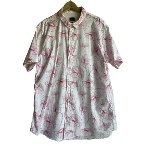 Armani Exchange White Pink Floral Hawaiian Button Up Shirt Size XXL - Picture 1 of 11