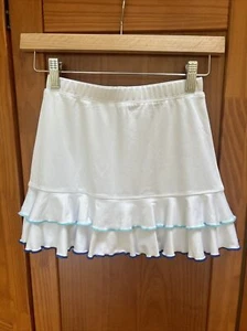 New Girls Little Miss Tennis Skort ruffled skirt size medium white w/blue - Picture 1 of 5