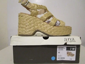 a.n.a Womens Ana Merlin Wedge Buckle Strap Platform Sandals Natural Size 7 - Picture 1 of 6