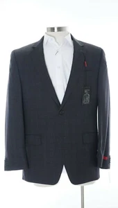 Alfani RED Slim Fit Gray Glen Plaid Two Button 100% Wool Blazer Sportcoat 43R - Picture 1 of 3