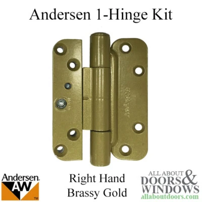 Andersen 2005-Present Hinge Right Hand Brassy Gold Tone Leaf Hinge Butt Hinge - Image 1 of 3