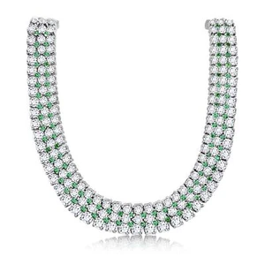 27 Carat Diamond and Emerald Flexible Choker Necklace in 18k White Gold - Picture 1 of 6