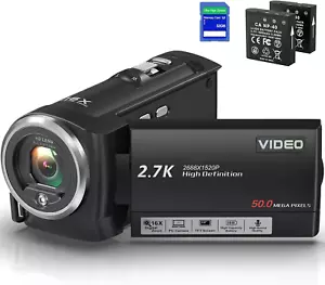 Videokamera 2.7K 50MP Camcorder 16X Digitalzoom Vlogging Camera mit LED-Fülllich - Bild 1 von 7