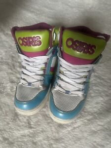 Osiris NYC 83 Skate high top sneaker pink green blue