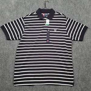 Vintage Chaps Ralph Lauren Poloshirt Herren Größe Large blau weiß gestreift 90er Neu mit Etikett - Bild 1 von 9