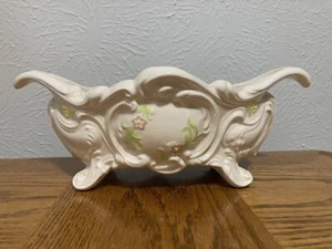 Vintage Atlantic Mold Boat Shaped Serving Fruit Dish Bowl Scalloped Edge Floral - Picture 1 of 7
