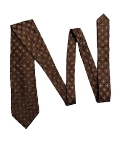 Canali 100% Silk Men’s Tie Brown Gold Geometric Medallion Classic Italy Necktie - Picture 1 of 8