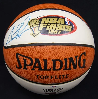 SCOTTIE PIPPEN Autographed 1997 NBA Champs CHICAGO BULLS Basketball PSA/DNA - Image 1 of 4