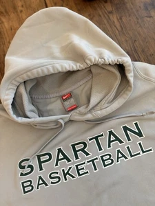Vintage 🏀Michigan State Basketball Hoodie Sz XXL Gray Nike Team Center Swoosh - Picture 1 of 12