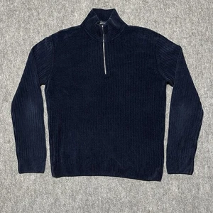 Camisa Deportiva Zegna Para Hombres XL Suéter Pullover 1/4 Cremallera Azul Marino Italia Algodón - Imagen 1 de 24