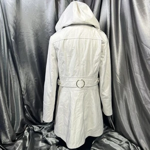 Via Spiga Womens Jacket Sz S Trench Water-Repellent Hooded Full Zip Snap Ivory - Picture 1 of 13
