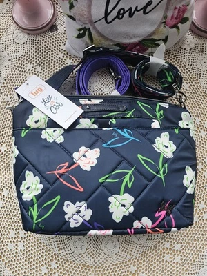 LUG Flare con 2 correas bandolera brillante floral y púrpura nuevo con etiquetas Foto 1 de 4